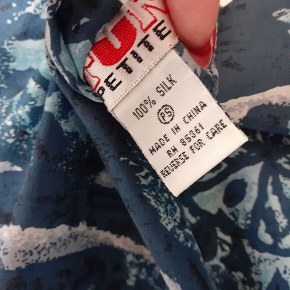 Vintage 100% Silk Blue Patterned Co-Ord Set - Picture 2 of 14